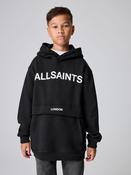 smALLSAINTS Black Twill Mix Logo Oversize Pullover Hoodie