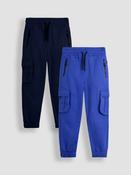 JoJo Maman Bébé Cobalt Blue &amp; Navy Blue 2-Pack Cargo Joggers