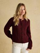 Joules Rafferty Wine Cable Knit Cardigan