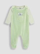 JoJo Maman Bébé Green Cotton Footed 2-Piece Dungarees Set