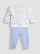 JoJo Maman Bébé Blue Ditsy Floral 2-Piece Floral Sweatshirt &amp; Leggings Set