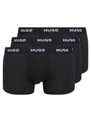 HUGO Black Logo-Waistband Stretch Cotton Trunks 3 Pack