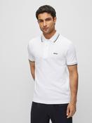 BOSS White Ground Regular Fit Paddy Tipped Collar Polo Shirt