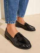 Friends Like These Black Flat Ruched Comfort Slip On Penny Loafers