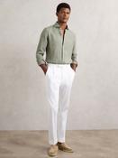 Reiss Thyme Green Ruban Linen Cutaway-Collar Shirt image