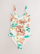 White Floral Lace Shaping Tummy Control Swimsuit