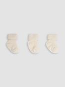 JoJo Maman Bébé Ecru Cream 3-Pack Ribbed Baby Socks