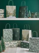 Green/Natural Forest Christmas 6 Pack Gift Bags