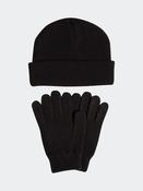 adidas Black/White Gloves and Beanie Set