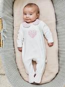 JoJo Maman Bébé White Heart Appliqué Velour All-In-One