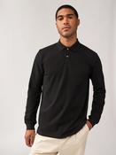 Black Regular Fit Long Sleeve Pique Polo Shirt image
