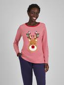 JoJo Maman Bébé Red Women's Reindeer Pyjama Set