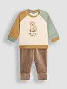 JoJo Maman Bébé Ecru Bear Sweatshirt &amp; Cosy Trouser Baby Set