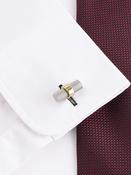 Two Tone Textured Barrell Cufflink