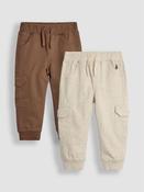 JoJo Maman Bébé Tan Brown &amp; Natural Marl 2-Pack Cargo Joggers