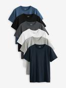 Black/Slate/Grey Marl/White/Navy/Blue Regular Fit Essential Cotton T-Shirts 6 Pack