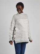 JoJo Maman Bébé Marl Grey Stripe Turtle Neck Maternity &amp; Nursing Jumper