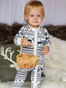 The Little Tailor Baby 100% Cotton Reindeer Christmas Fairisle Pattern All-In-One image
