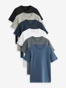 Black/Slate/Grey Marl/White/Navy/Blue Slim Fit Essential Cotton T-Shirts 6 Pack