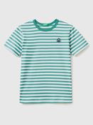 Benetton Boys Striped 100% Cotton Logo T-Shirt