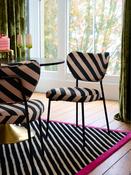 Rockett St George Set of 2 Studio Stripe Velvet Sand and Black Perfect Dining Chairs
