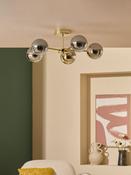 MADE.COM Brass/Smoked Glass Globe 5 Light Flush Ceiling