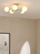 MADE.COM Brass/Opal Globe 5 Light Flush Ceiling