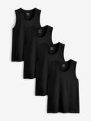 Black 100% Cotton Vests 4 Pack