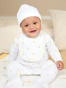 JoJo Maman Bébé White Organic Cotton Duck Embroidered Bib