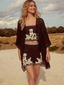Black Crochet Longline Kimono Cover-Up