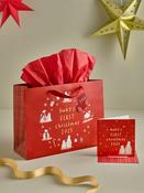 Red Babys First Christmas 2025 Gift Bag and Card Set
