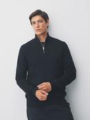 Black Plain Regular Fit 100% Cotton Premium Quarter Zip Jumper