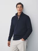 Navy Blue Plain Regular Fit 100% Cotton Premium Quarter Zip Jumper