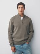 Dark Stone Plain Regular Fit 100% Cotton Premium Quarter Zip Jumper