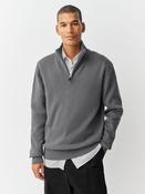 Charcoal Grey Plain Regular Fit 100% Cotton Premium Quarter Zip Jumper