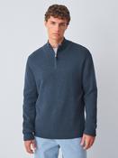 Mid Blue Plain Regular Fit 100% Cotton Premium Quarter Zip Jumper