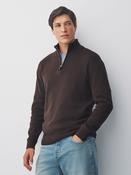 Brown Plain Regular Fit 100% Cotton Premium Quarter Zip Jumper