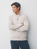 Oatmeal Plain Regular Fit 100% Cotton Premium Quarter Zip Jumper