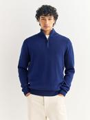 Dark Blue Plain Regular Fit 100% Cotton Premium Quarter Zip Jumper