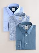 Blue Regular Fit Easy Care Single Cuff Smart Shirts 3 Pack image