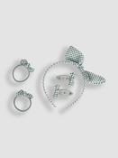 JoJo Maman Bébé Green Gingham Hair Accessories Pack