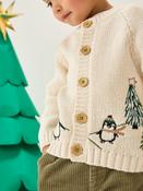 Cream Penguin Pattern Christmas Cardigan (3mths-7yrs)