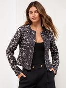 Lipsy Grey Animal Print Cropped Collarless Blazer