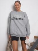 self. Grey Oversized Graphic Sweatshirt