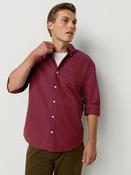 Burgundy Red Slim Fit Long Sleeve Oxford Shirt image