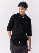 Black Slim Fit Long Sleeve Oxford Shirt image