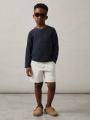 Reiss Navy David 3-9 yrs Cotton-Blend Waffle Henley T-Shirt