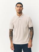 Light Neutral Marl Regular Fit Long-Sleeve Pique Polo Shirt image