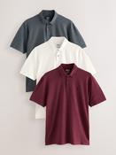 Burgundy Red/Charcoal Grey/Ecru Cream Regular Fit Short Sleeve Jersey Polo Shirts 3 Pack