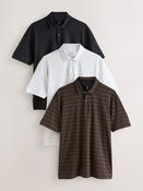 Black/Gold/White Regular Fit Short Sleeve Jersey Polo Shirts 3 Pack